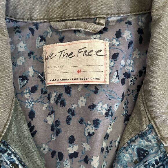 We The Free Green Utility Cargo Midi Casual Oversized Button Front Jacket Coat - Picture 9 of 10